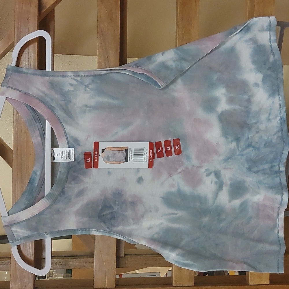 90 degree womens muscle tye die tank‎ top